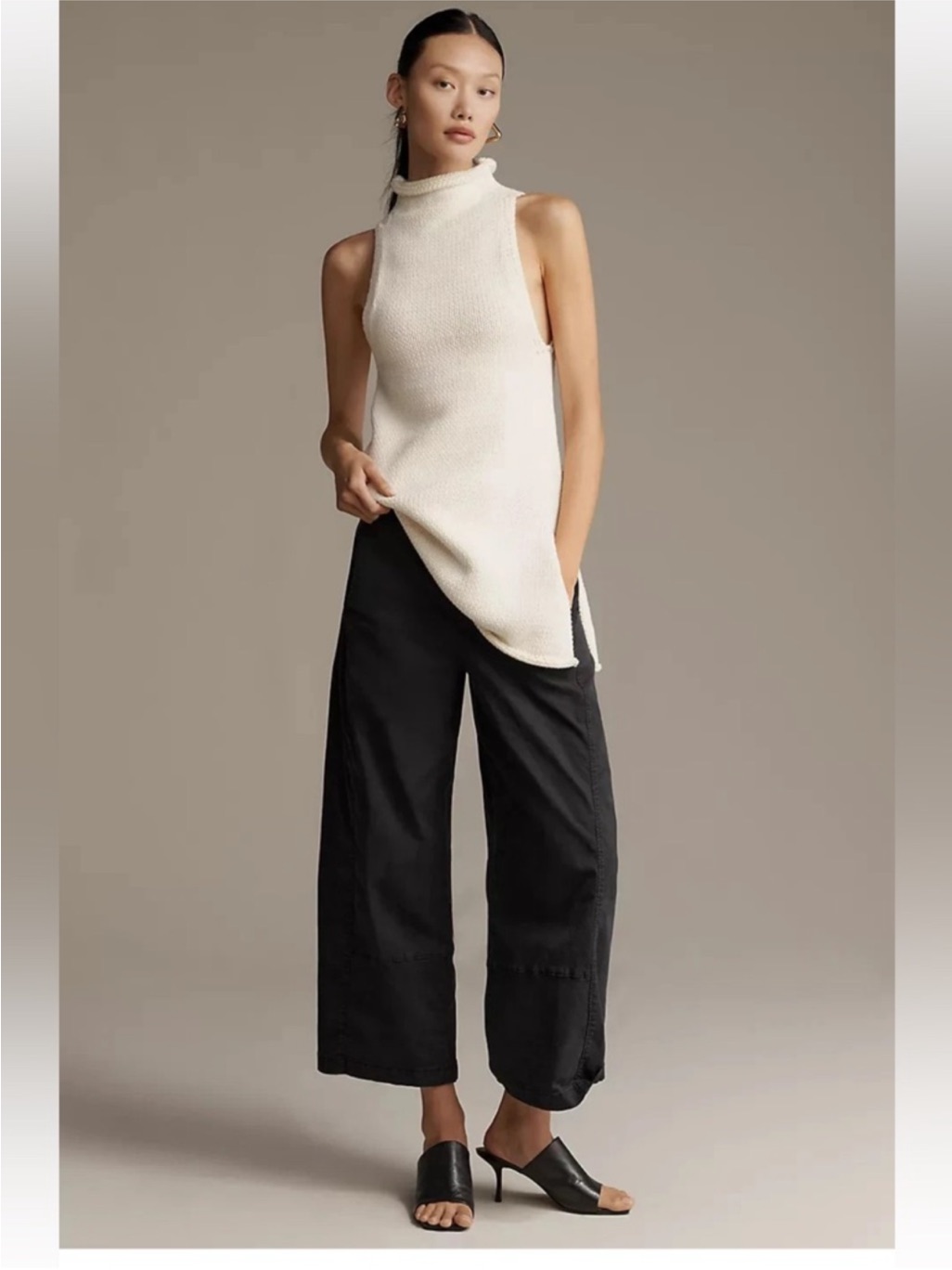 Anthropologie Pilcro Izzie Relaxed Pull On Black Barrel Pants
